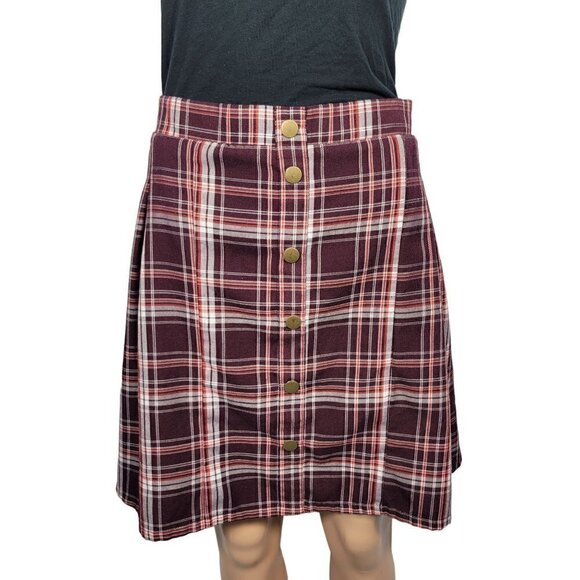 Torrid Women's Plaid Maroon Pull on Light Flannel Feeling Skirt Size 0 (12/L) - Picture 1 of 12
